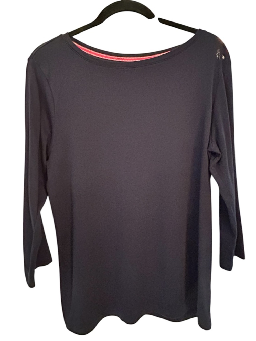 Talbots Dark Navy Boatneck Top 100% Cotton Size XL
